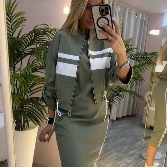 💫 Flash Sale: Save 60% Now💫 Women's Stand Collar Jacket & Dress Set