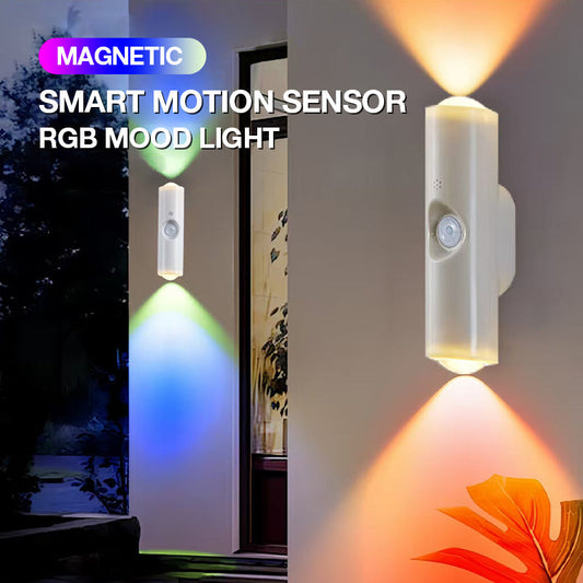 Buy 2 get 1 free💡Smart LED Motion Sensor Night Light, 🌈Dimmable RGB Color Changing Wall Lamp, USB Rechargeable Gradient Magnetic Stick-on Ambient Light for Bedroom, Hallway, Entryway Home Lighting Decor Accessories