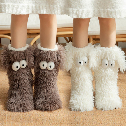 💗LAST DAY SALE 50% OFF⚡50K+ SOLD💕Women's Plush Slippers Socks Floor Socks Winter Home Indoor Thickened Fleece-Lined Anti-Slip Adult Women's Plush Snow Socks Shoe Covers