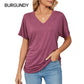 ⏳LAST DAY SALE 50% OFF💕Women's V-Neck Loose Soft Solid Color Short Sleeve Top