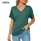 ⏳LAST DAY SALE 50% OFF💕Women's V-Neck Loose Soft Solid Color Short Sleeve Top