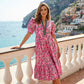Women's Floral Print Puff Sleeve Maxi Dress
