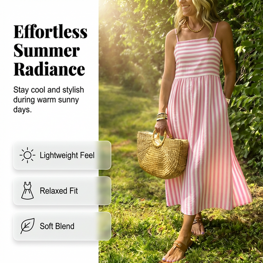 Striped Spaghetti Strap Midi Dress