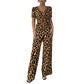 🎁New arrival 70% OFF💥Leopard Print V-Neck Wide-Leg Jumpsuit