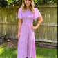 🌷Early Summer Sale-70% Off🌸2026 Summer Casual Floral Print Short Flutter Sleeve Crew Neck Smocked High Waist Flowy Maxi Dress
