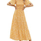 🌷Early Summer Sale-70% Off🌸2026 Summer Casual Floral Print Short Flutter Sleeve Crew Neck Smocked High Waist Flowy Maxi Dress