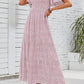 🌷Early Summer Sale-70% Off🌸2026 Summer Casual Floral Print Short Flutter Sleeve Crew Neck Smocked High Waist Flowy Maxi Dress