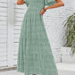 🌷Early Summer Sale-70% Off🌸2026 Summer Casual Floral Print Short Flutter Sleeve Crew Neck Smocked High Waist Flowy Maxi Dress