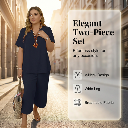 New Arrival 70% OFF🌟Short Sleeve Top & Wide Leg Pants Set🎀Fashion Two-Piece