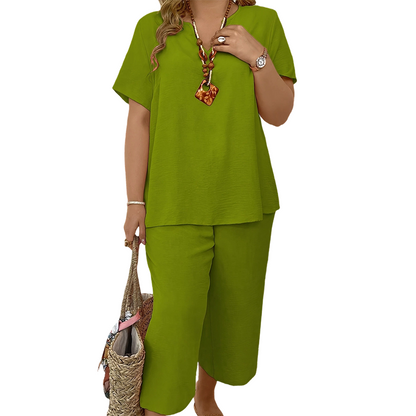 New Arrival 70% OFF🌟Short Sleeve Top & Wide Leg Pants Set🎀Fashion Two-Piece