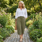 Women's Ribbed Wide-Leg Capri Pants with Pockets