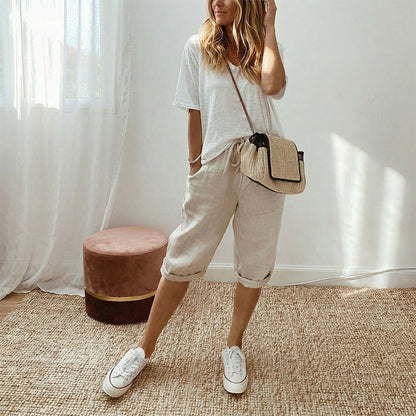 ⏳Time-Limited 60% OFF! 👖⏰Women’s Casual Cotton Linen Capris– Breathable, Comfortable & Effortlessly Chic 🌿✨