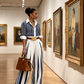 🥳SUMMER HOT SALE 70% OFF🥳💞 Women's Striped Shirt & Wide-Leg Pants 2-Piece Set