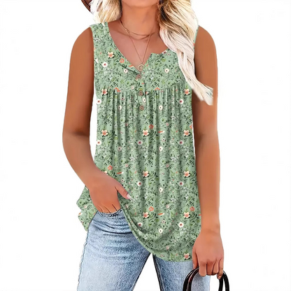 📢LAST DAY SPECIAL PRICE: ￡14.99!⏰Women's Printed Button Sleeveless Top