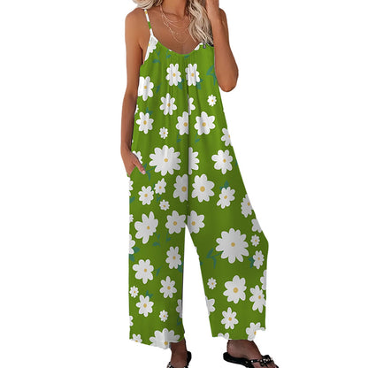 Hot Sale 70% OFF✨Floral Print Wide Leg Jumpsuit🎀Vacation Style Dress