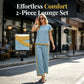 Women's Casual 2-Piece Set – Top & Shorts/Pants, Contrast Trim, Soft Fabric