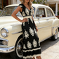 🎁New arrival 50% OFF💥Women's V-Neck Baroque Print Flowy Maxi Dress
