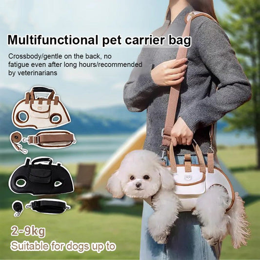 🔥🐈50% OFF !!🐾 Hands-Free Pet Sling Carrier: 3-Way Carry, Horizontal Spine Support, 3D Air Mesh