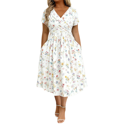 Summer New Arrival🌸Women's V-Neck Floral Print Dress with Twist Waist👗✨