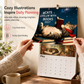 12-Month Wall Calendar Featuring Relaxing Cats Reading Books