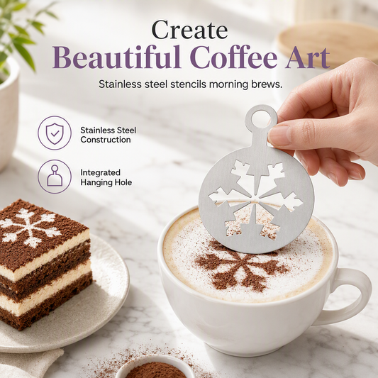 Buy 1 Get 1 Free☕Stainless Steel Coffee Latte Art Stencil Template