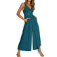 V Neck Cutout High-Waist Jumpsuits - dressowy