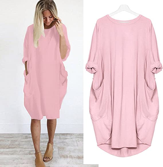 Hot sale💝 Women Casual Loose Pocket Long Sleeves Dress – dressowy