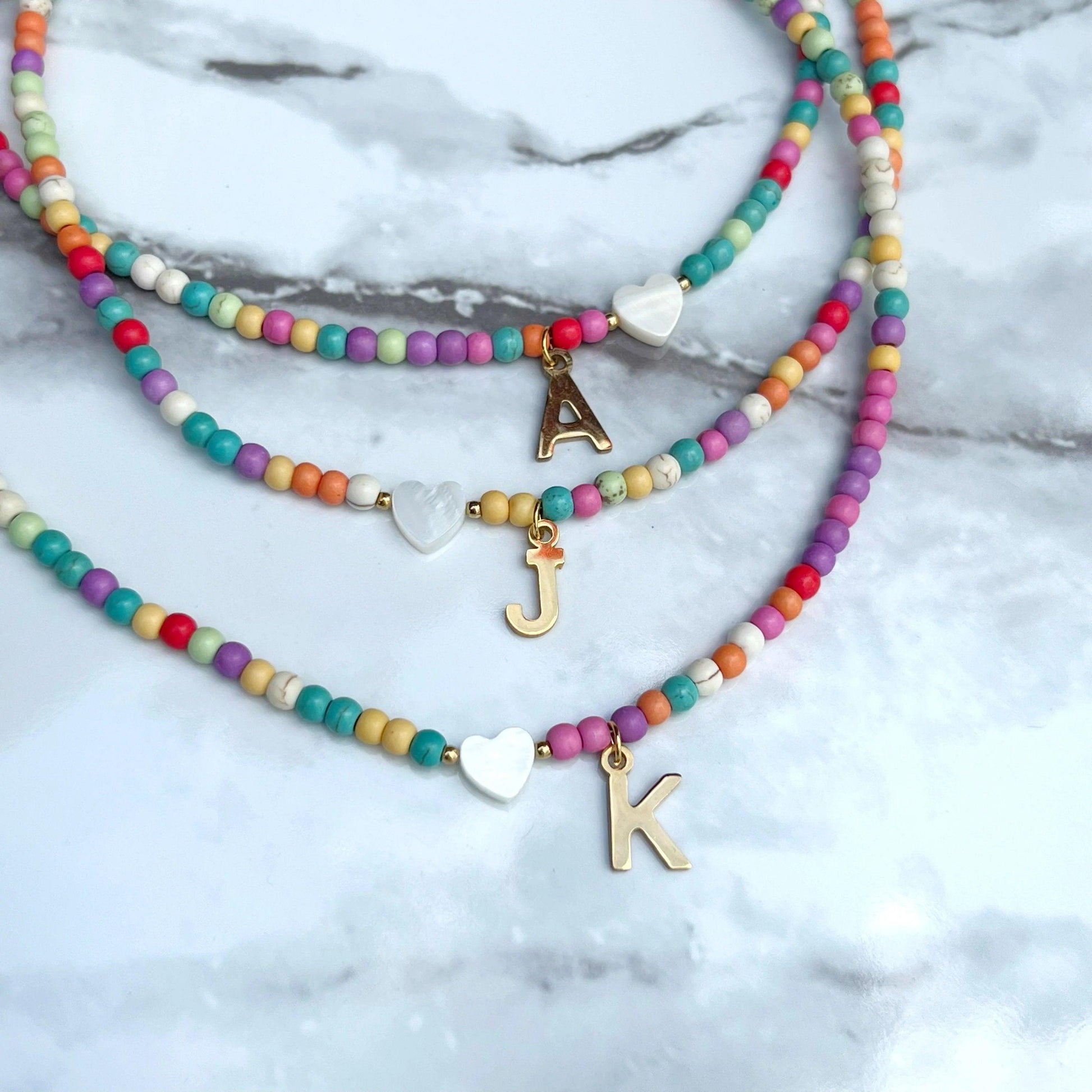 🌈Colorful Beads Initial Choker '18k Gold Plated'💗-🔥Buy 2 Save 30% OFF🔥 - dressowy