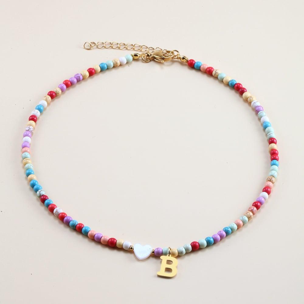 🌈Colorful Beads Initial Choker '18k Gold Plated'💗-🔥Buy 2 Save 30% OFF🔥 - dressowy