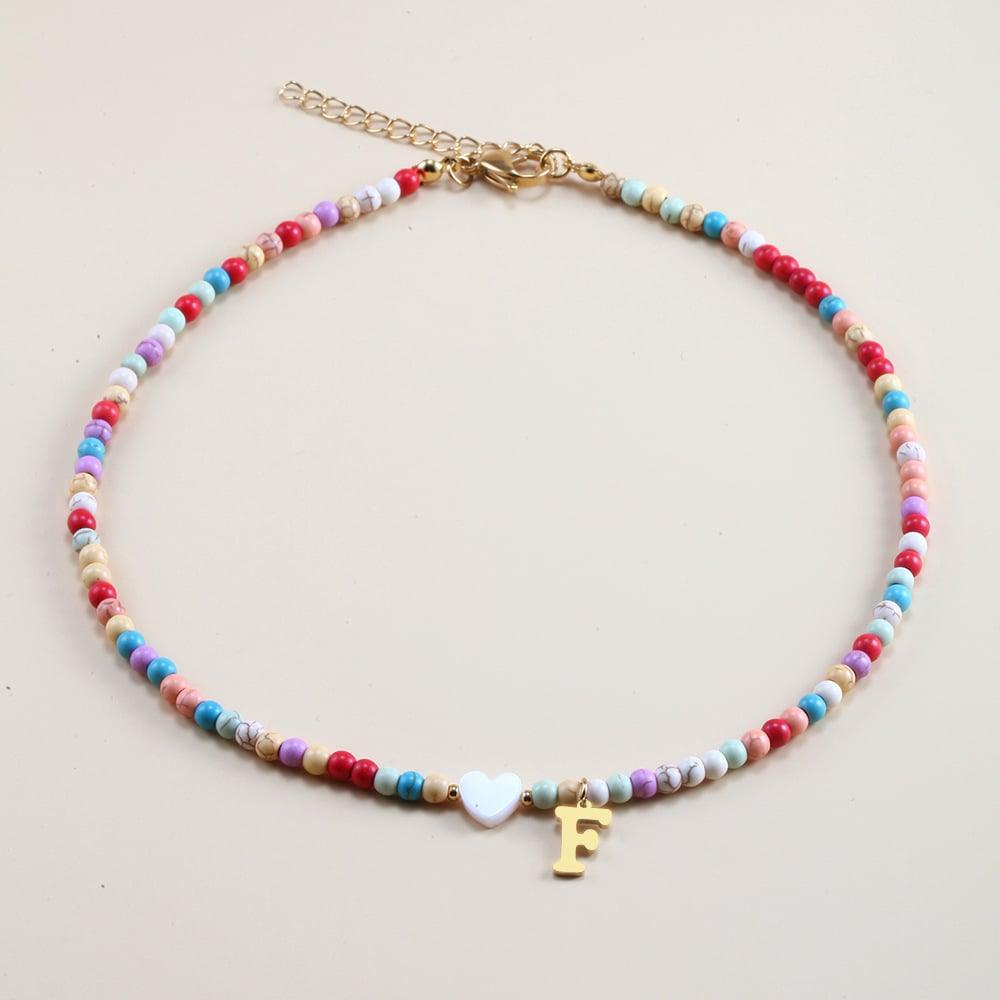 🌈Colorful Beads Initial Choker '18k Gold Plated'💗-🔥Buy 2 Save 30% OFF🔥 - dressowy