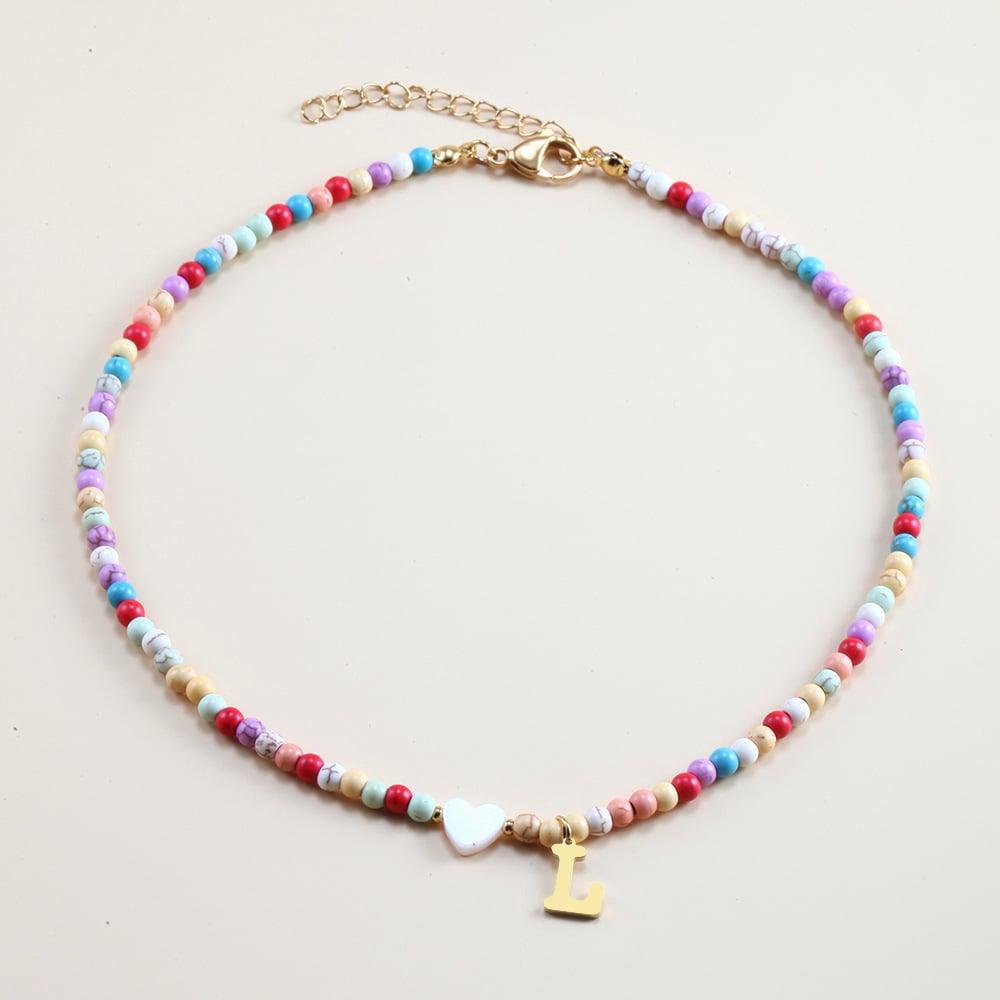 🌈Colorful Beads Initial Choker '18k Gold Plated'💗-🔥Buy 2 Save 30% OFF🔥 - dressowy