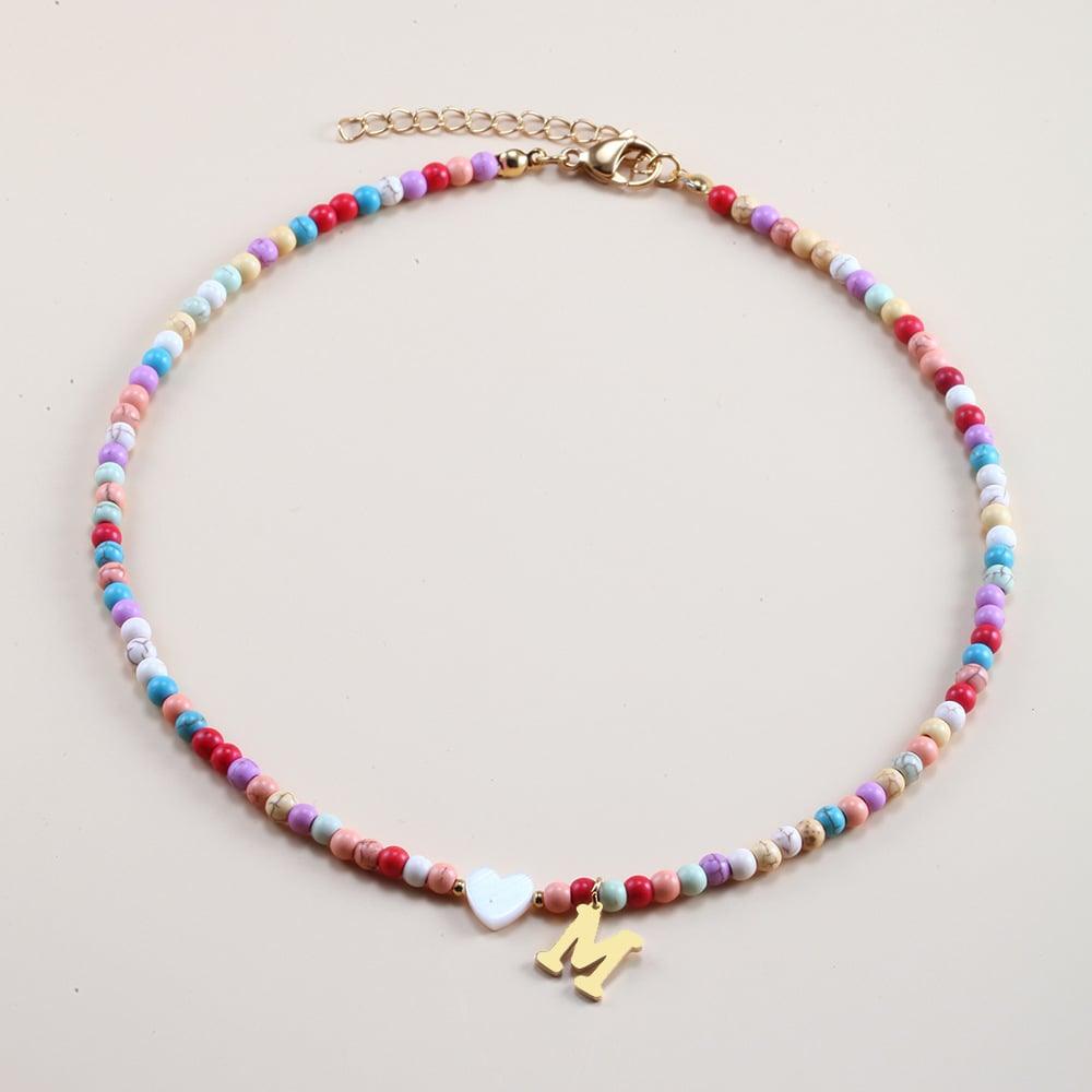 🌈Colorful Beads Initial Choker '18k Gold Plated'💗-🔥Buy 2 Save 30% OFF🔥 - dressowy