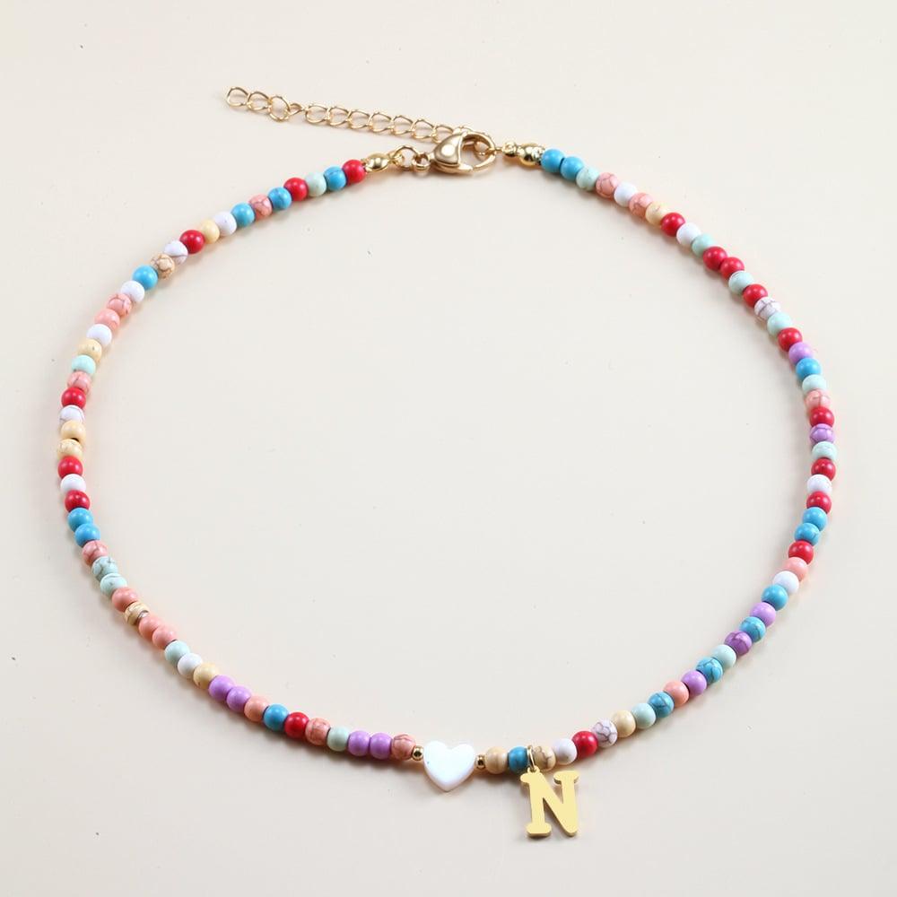 🌈Colorful Beads Initial Choker '18k Gold Plated'💗-🔥Buy 2 Save 30% OFF🔥 - dressowy