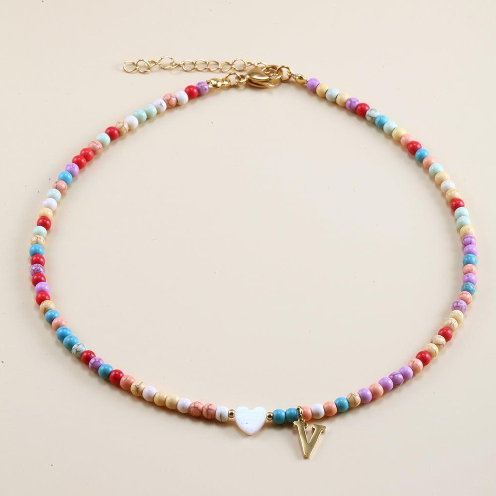 🌈Colorful Beads Initial Choker '18k Gold Plated'💗-🔥Buy 2 Save 30% OFF🔥 - dressowy