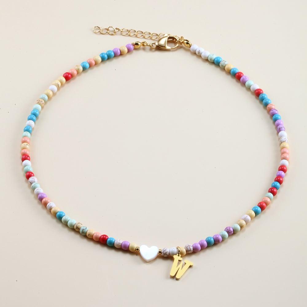 🌈Colorful Beads Initial Choker '18k Gold Plated'💗-🔥Buy 2 Save 30% OFF🔥 - dressowy