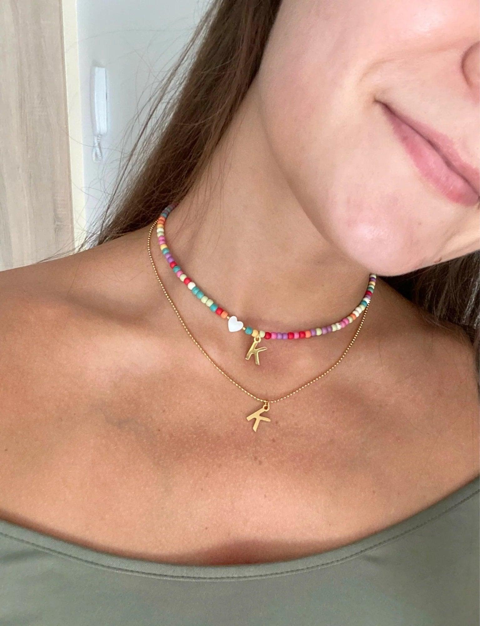 🌈Colorful Beads Initial Choker '18k Gold Plated'💗-🔥Buy 2 Save 30% OFF🔥 - dressowy