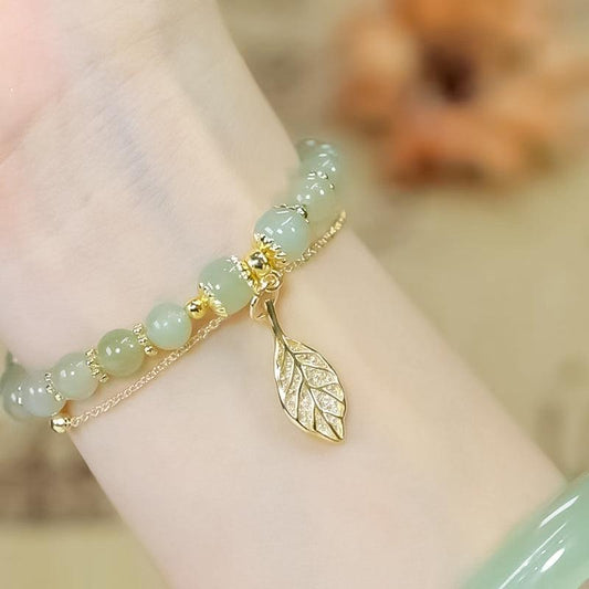 Hetian Jade Gold Leaf Bracelet - dressowy