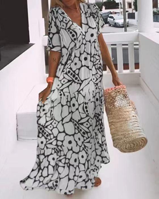 💖Hot Sale 48% OFF-🎁2023 Summer New Short-sleeved Printed Dress - dressowy