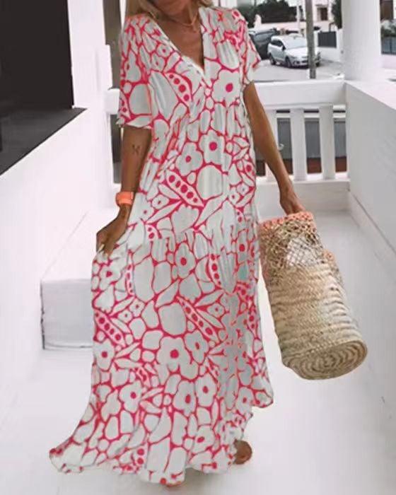 💖Hot Sale 48% OFF-🎁2023 Summer New Short-sleeved Printed Dress - dressowy