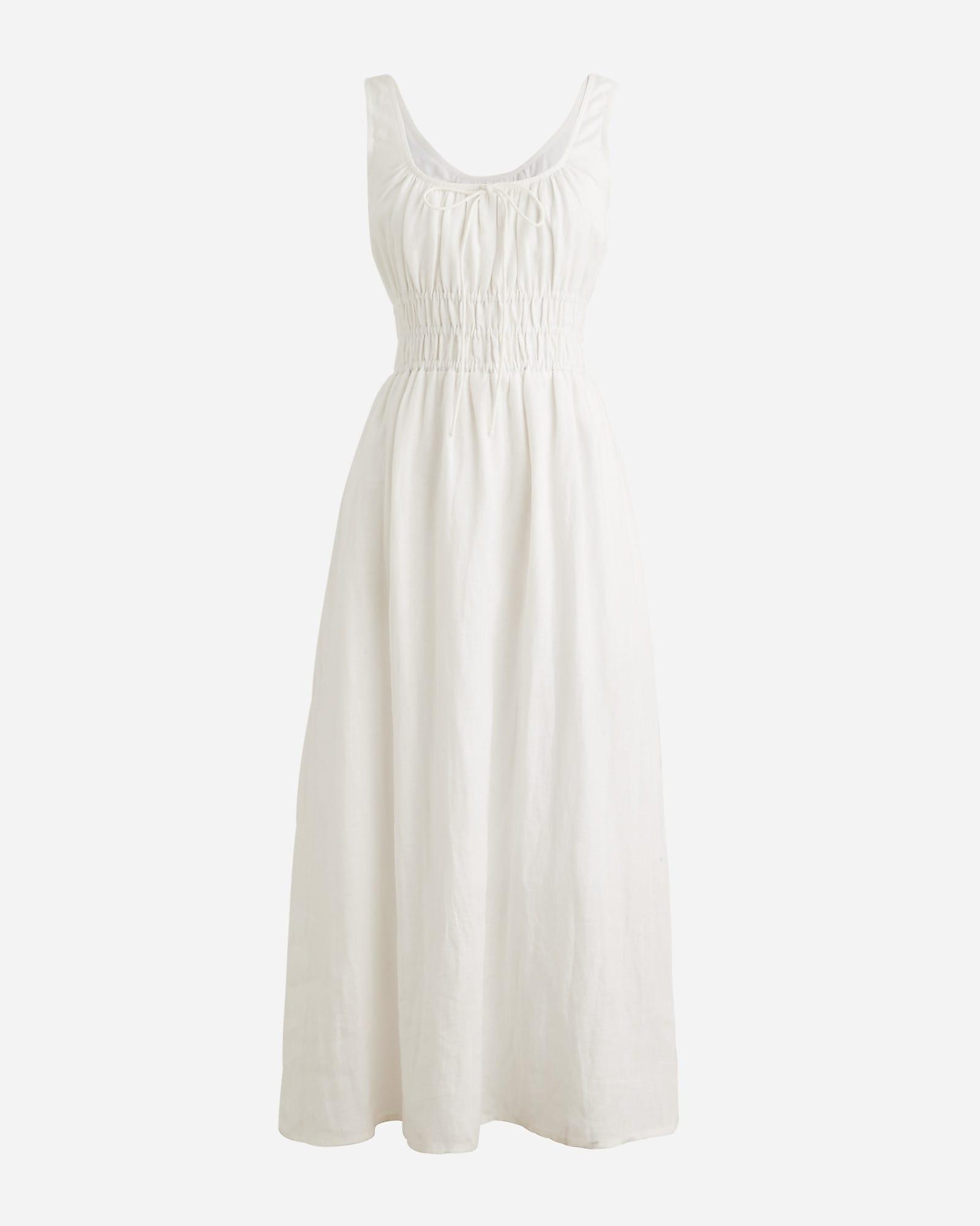 Smocked Linen Dress (Buy 2 Free Shipping) - dressowy