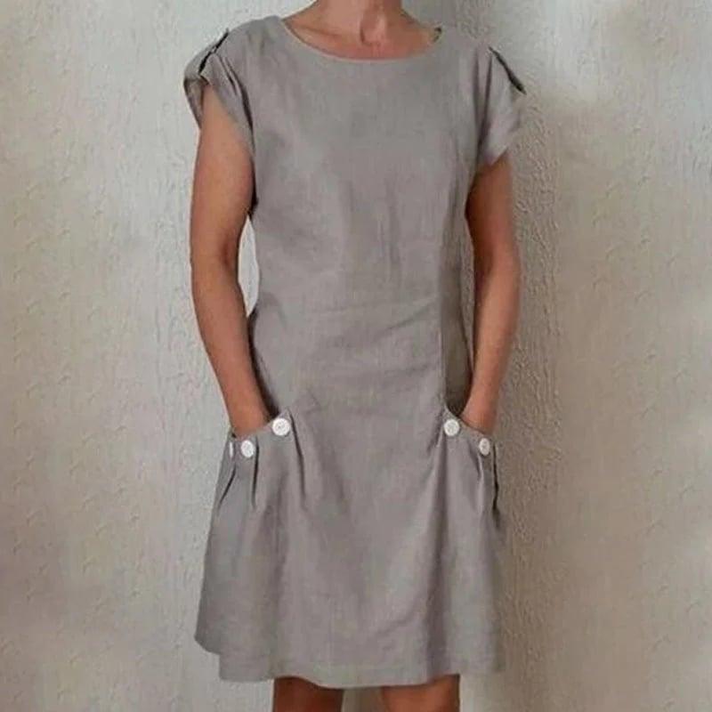 solid double pocket dress - dressowy