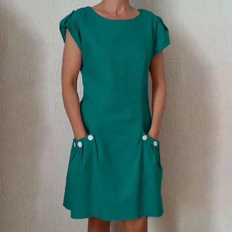 solid double pocket dress - dressowy