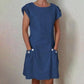 solid double pocket dress - dressowy