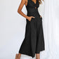 V Neck Cutout High-Waist Jumpsuits - dressowy