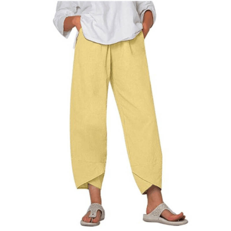 Vintage Asymmetrical Elastic Waist Pockets Pants - dressowy