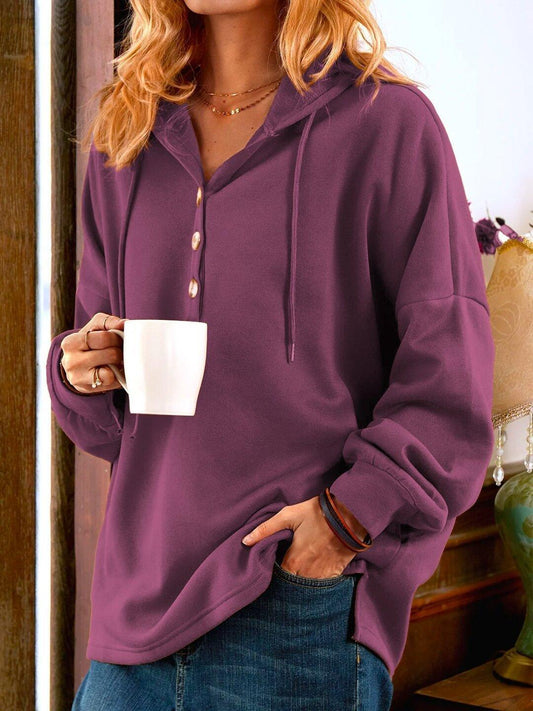 Vintage Solid Color Long Sleeve Buttoned Sweatshirt (Buy 2 Free Shipping) - dressowy